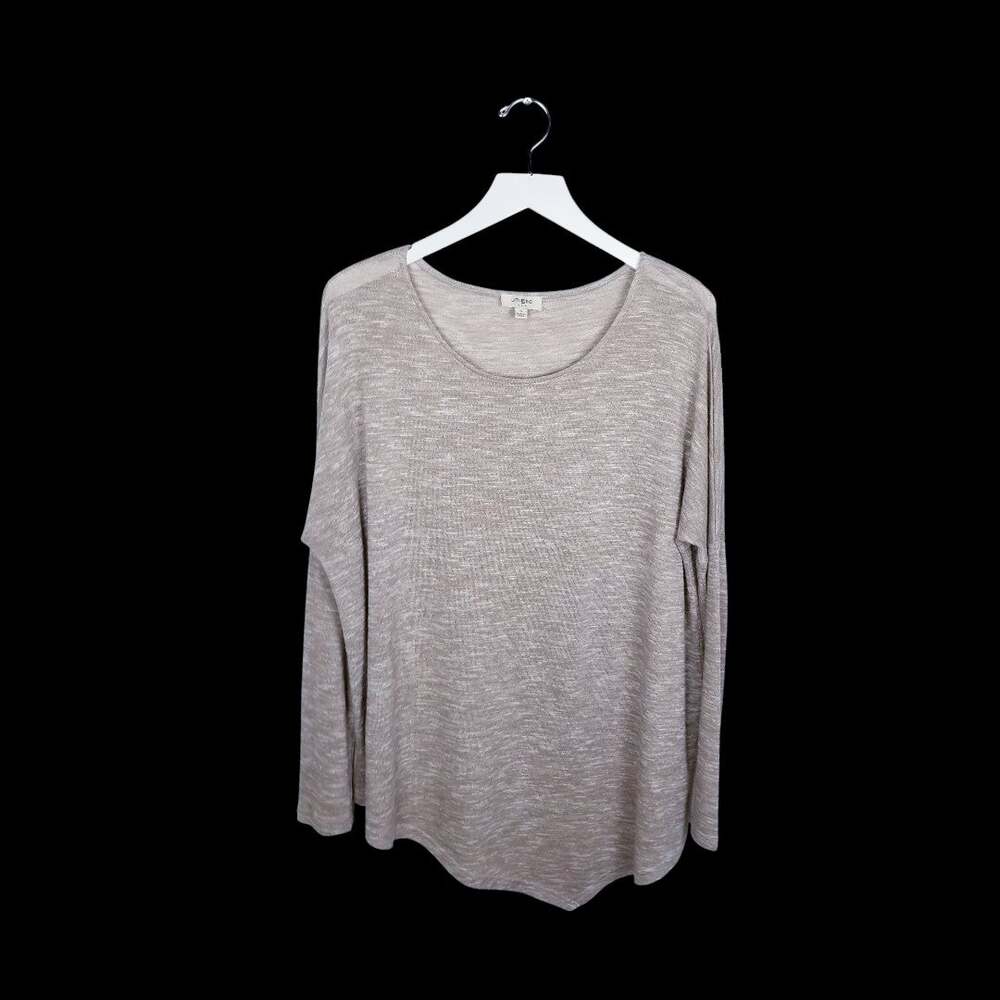 UMGEE Oatmeal Space-Dye Asymm Hem Oversized Tunic Top - Small